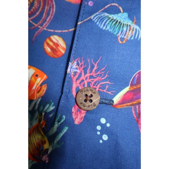 Yiume Button Down Shirt Tropical Ocean Life Sea Fish Marine Life Size XL NWOT - Picture 5 of 9